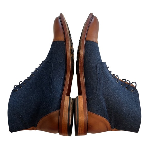 Taft Mens Cap Toe Lace Up Boots Denim Blue Leather Ankle Dress Boots - Picture 11 of 15